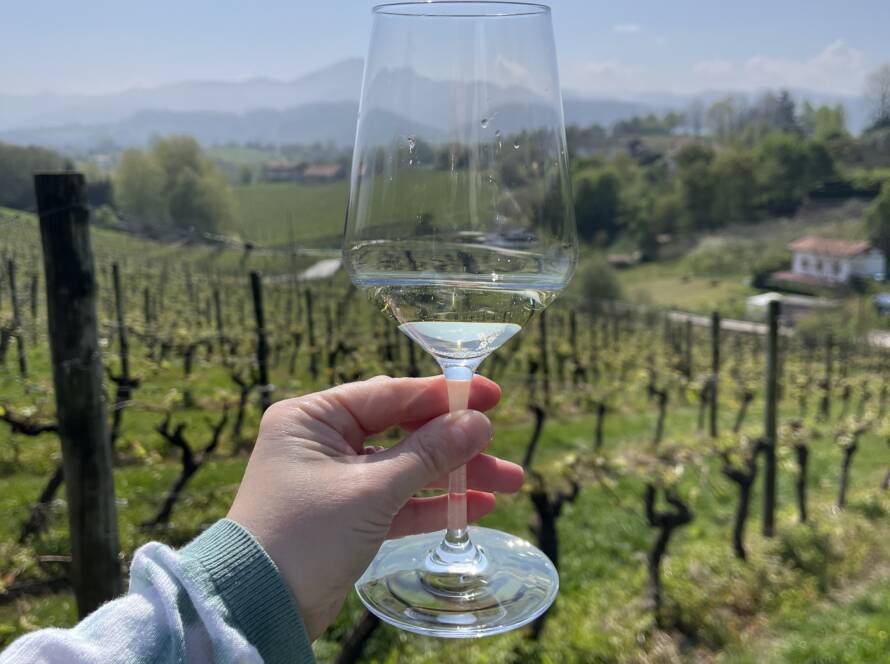 Annabelle Le Doledec tenant un verre de vin – dégustation experte et transmission œnologique chez Coup de Foudre