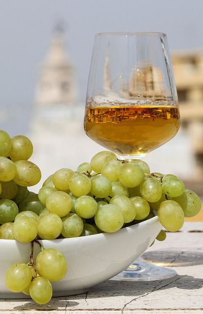 Verre de vin rouge posé à côté d’une grappe de raisin – lien entre dégustation et cépage chez Coup de Foudre